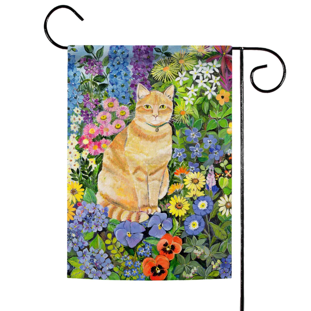 Toland Home Garden Flower and Cat Outdoor Garden Flag 18" x 12.5"